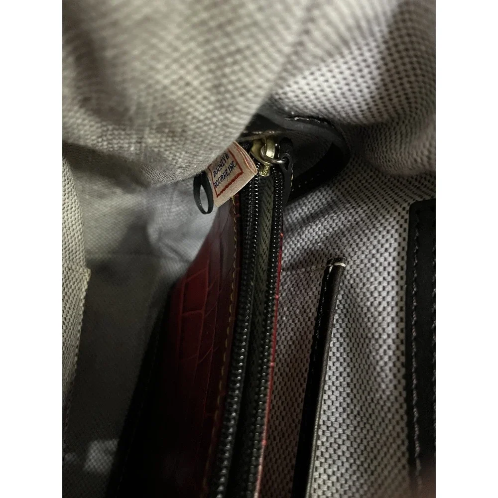 Dooney & Bourke Croco-Embossed Leather Hobo Shoulder Bag Burgundy &‎ Black